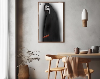 Ghostface Poster - Minimalistischer A4 Horrorfilm Wand Kunstdruck, ungerahmt Screme Dekor