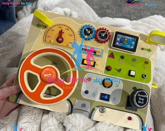 Montessori Wooden Busy Board – Car Dashboard Sensory Toy