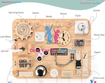 Montessori Wooden Busy Board – Sensory Fidget Toy for Toddlers