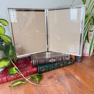 Vintage Double Brass / Silver Tone Filagree Metal Hinged Mid Century Modern Picture / Photo Frame