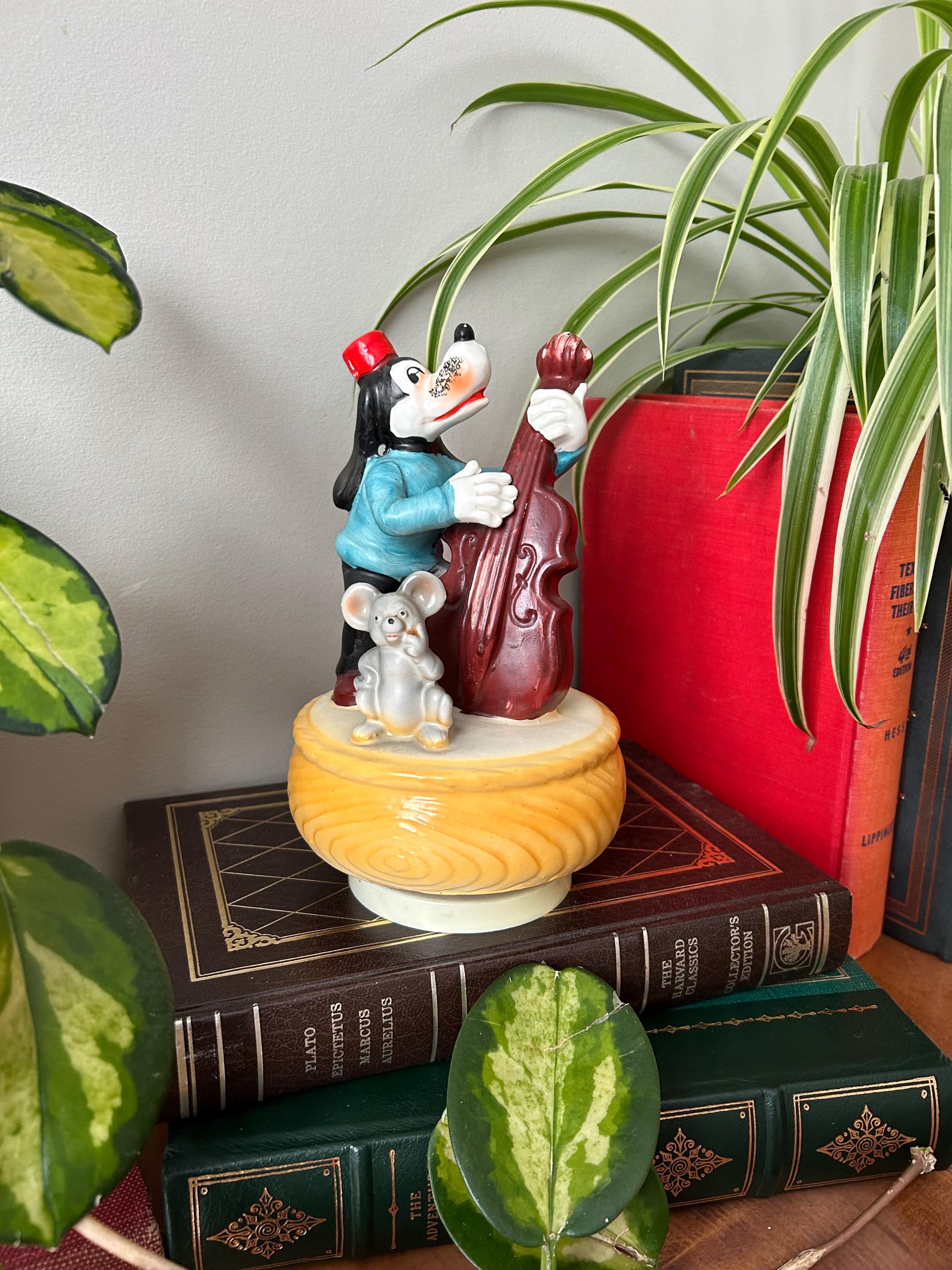 Vintage Ceramic Dog Music Box – Hand-painted Mid-century Figurine