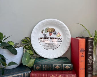 Plato para tarta de cerámica retro con receta de relleno para cualquier fruta / Utensilios de repostería coreanos / Decoración de cocina rústica