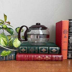 Vintage 1960s Pyrex France Glass Teapot – Brown Lid & Handle – Mid Century Modern – 1.2L
