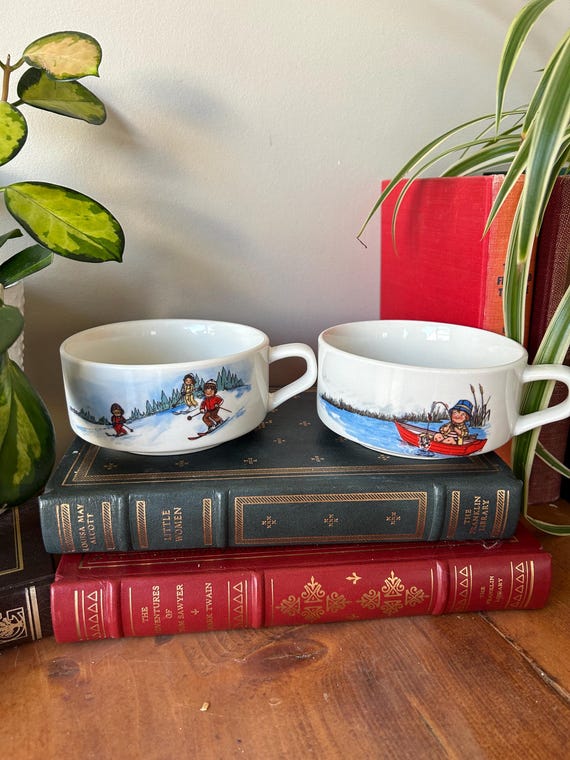 Campbell Kids Soup Bowls -- Winter Themed -- Skiing - US01 - Etsy