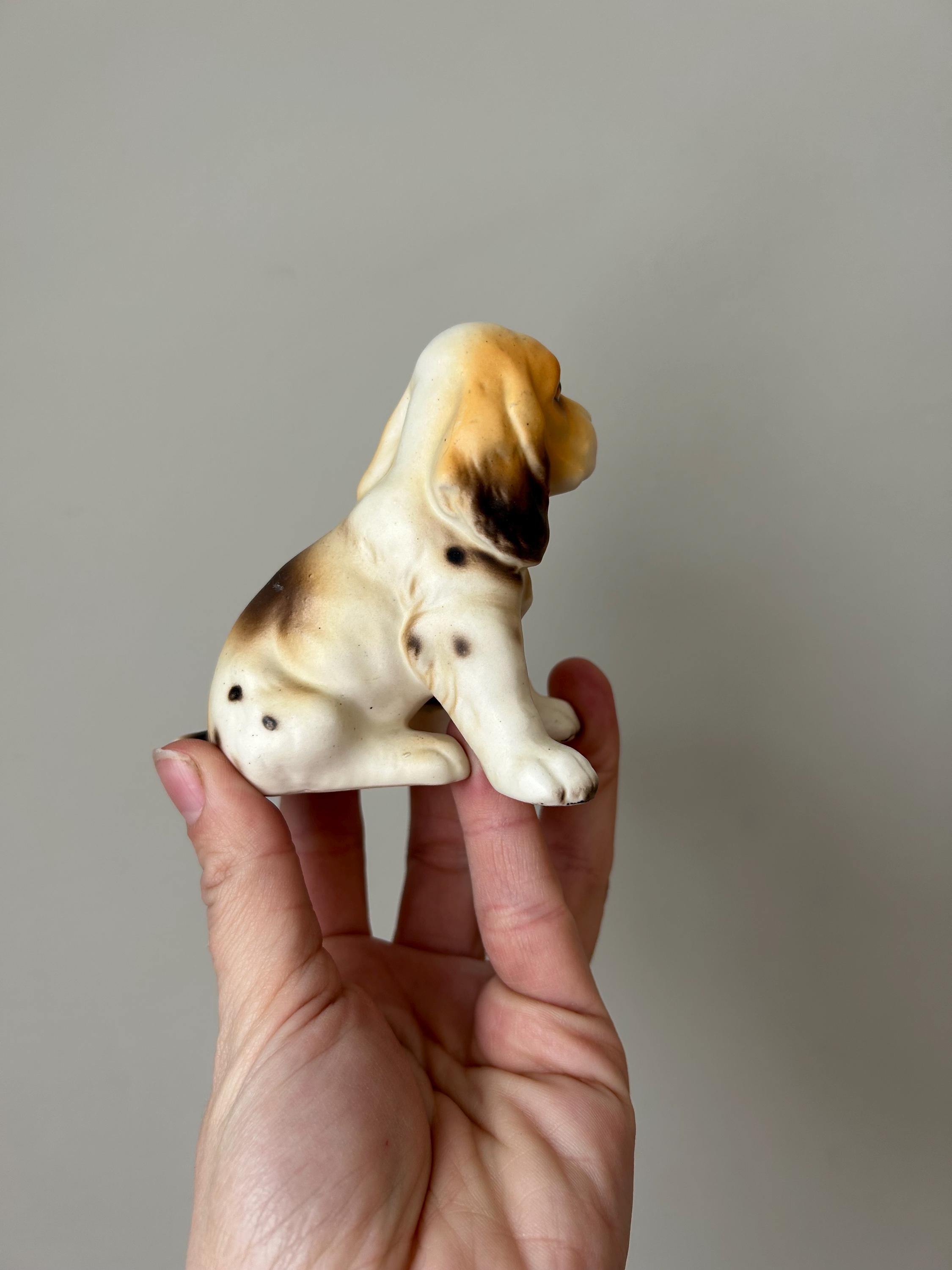 ヴィンテージ レフトン コッカースパニエル 犬の置物、陶器製子犬の