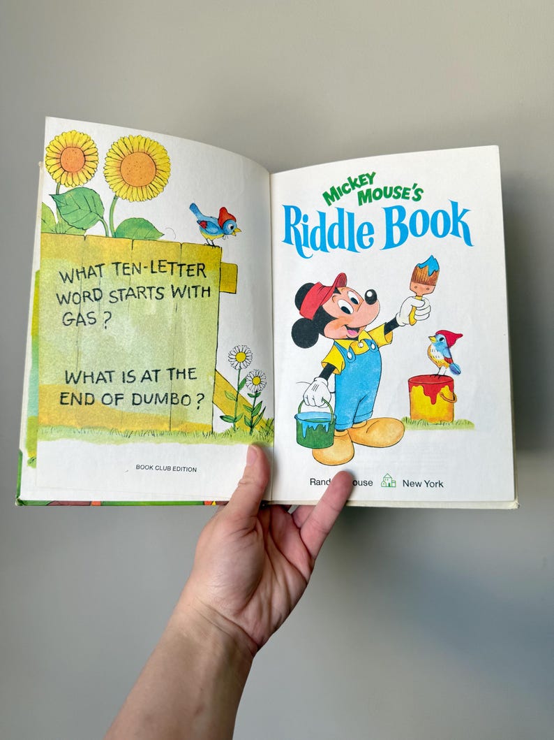 Mickey Riddle University Vintage 1972 Mickey Mouse Riddle Book, Disney Children's Book - Etsy
