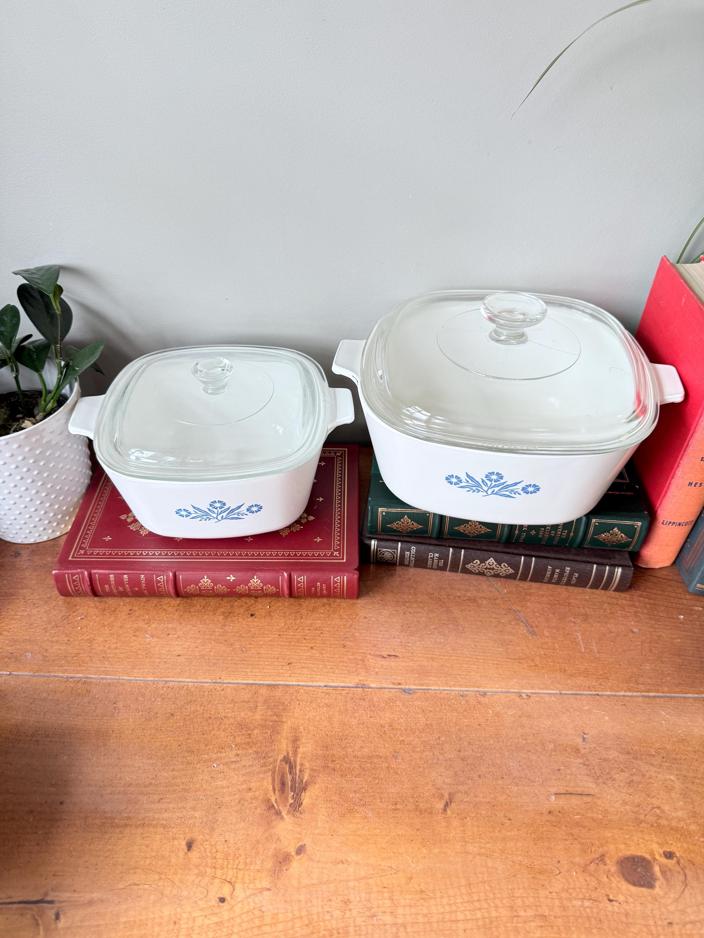 Vintage Corning Ware Casserole Set: Blue Cornflower Print
