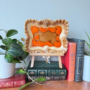 Mid Century Modern Belgo Canadian Pottery Plate: Orange Drip Glaze