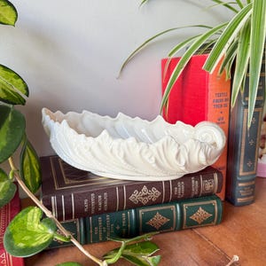 Vintage Lenox Porcelain Shell Dish | Mid-Century Acanthus Leaf Bowl (9.5" Long)
