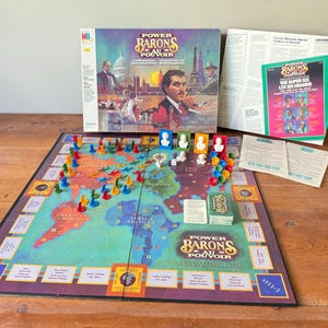 1986 Vintage Milton Bradley &quot;Power Barons&quot; Corporate Strategy Classic Board Game, Family Board Game, Party Game
