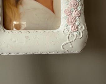 Vintage Russ Berrie Pink Flowers Picture Frame | 1990s Cottagecore