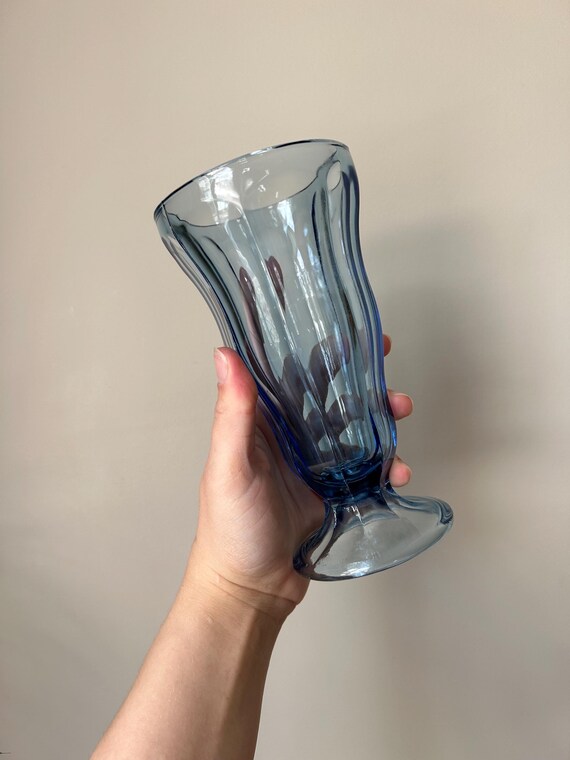 Blue Ice Cream Sundae Anchor Hocking Dessert Cups, Vintage Blue Ice Cream Sundae Anchor Hocking Dessert Cups, Vintage