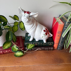 Vintage Rob Roy Ceramic Piggy Bank: Hand-Painted Floral Decor