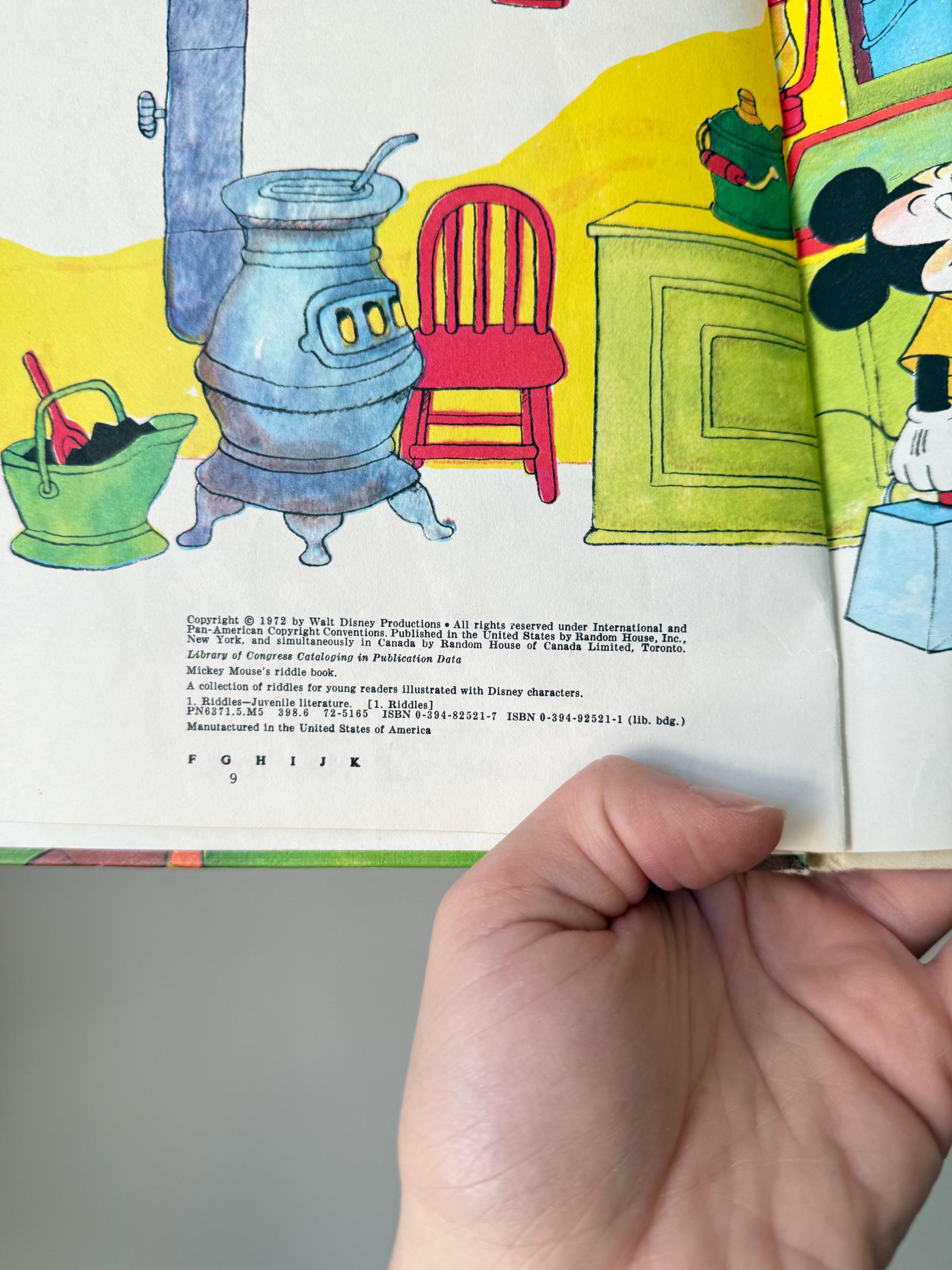 Vintage 1972 Mickey Mouse Riddle Book, Disney Children's Book - Etsy