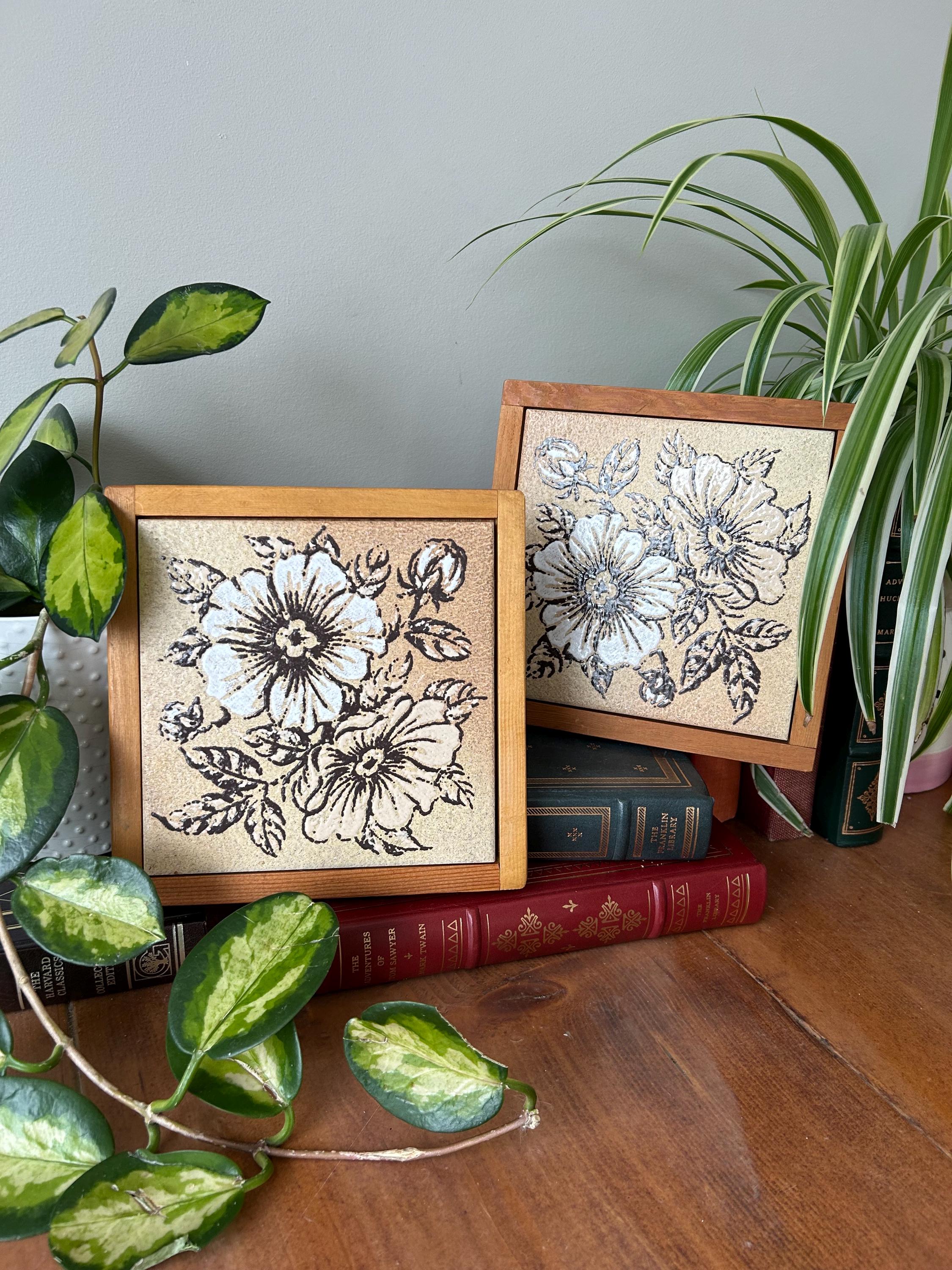 レトロなタイル鍋敷き - Etsy 日本