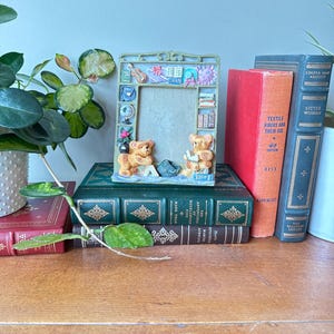 Vintage Teddy Bear Nursery Picture Frame 4x3 Hand Painted, Bookshelf Design