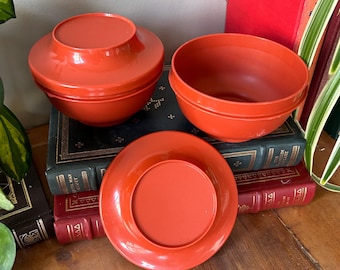 Bol Vintage Tupperware – Lot De 2 – Couleur Orange/brique – Art De La Table