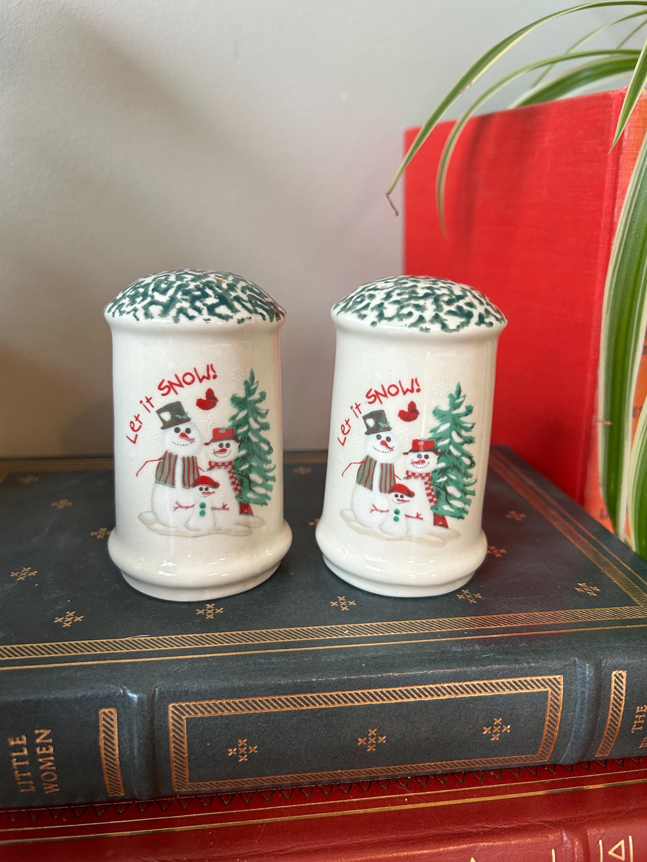 ヴィンテージ風スノーマンソルト＆ペッパーシェーカー、クリスマス
