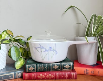 Cacerola vintage Corning Ware de 2,5 L con tapa – Diseño Shadow Lily