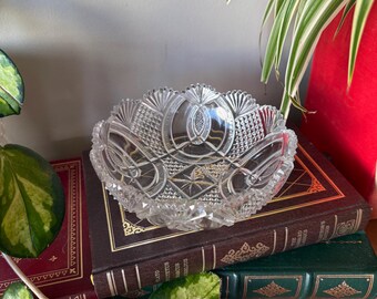 Vintage McKee Brothers Glass Bowl: Hickman Jubilee Pattern, Early American Pressed Glass -US01