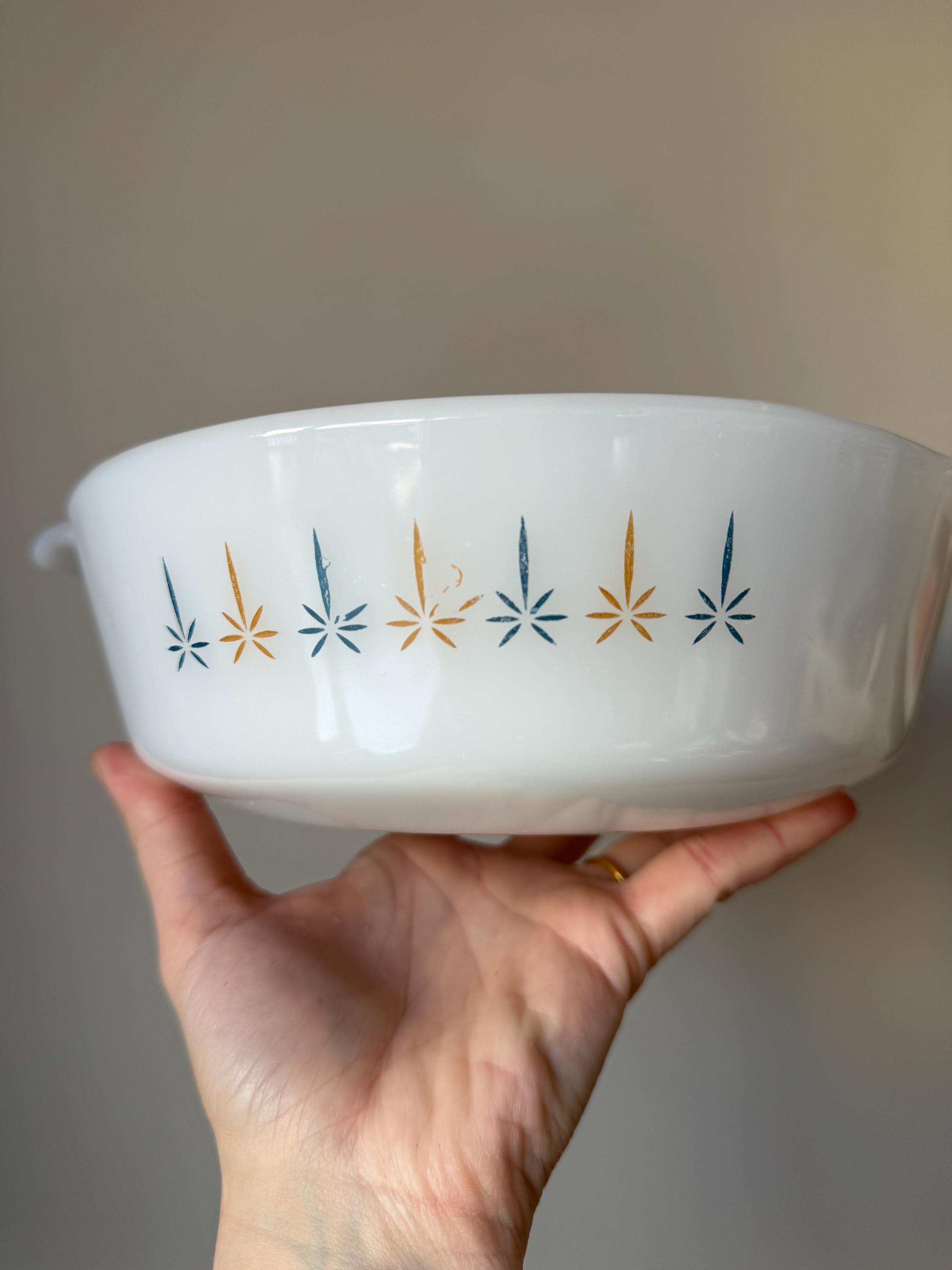 ヴィンテージ ファイヤーキング ミルクガラス キャセロールディッシュ