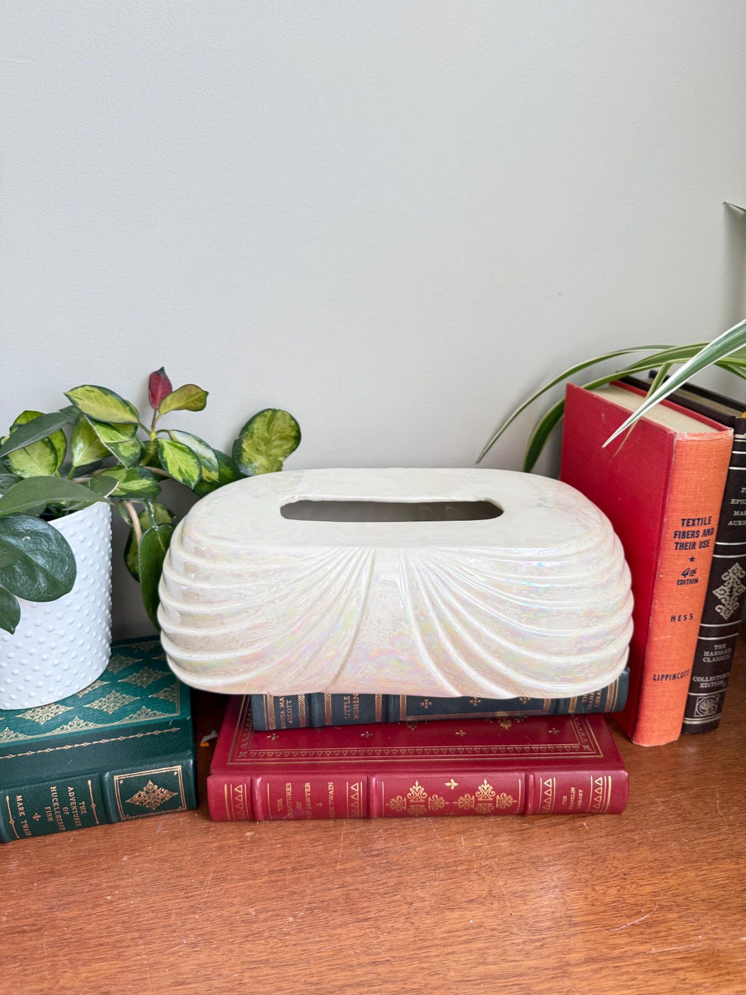 Vintage Seashell Ceramic Tissue Box Cover – Iridescent Lusterware ...