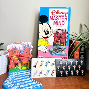 Vintage 1979 Disney Figur Mastermind Spel – Komplett Set – Musse Minnie Donald Långben – Utmärkt Skick