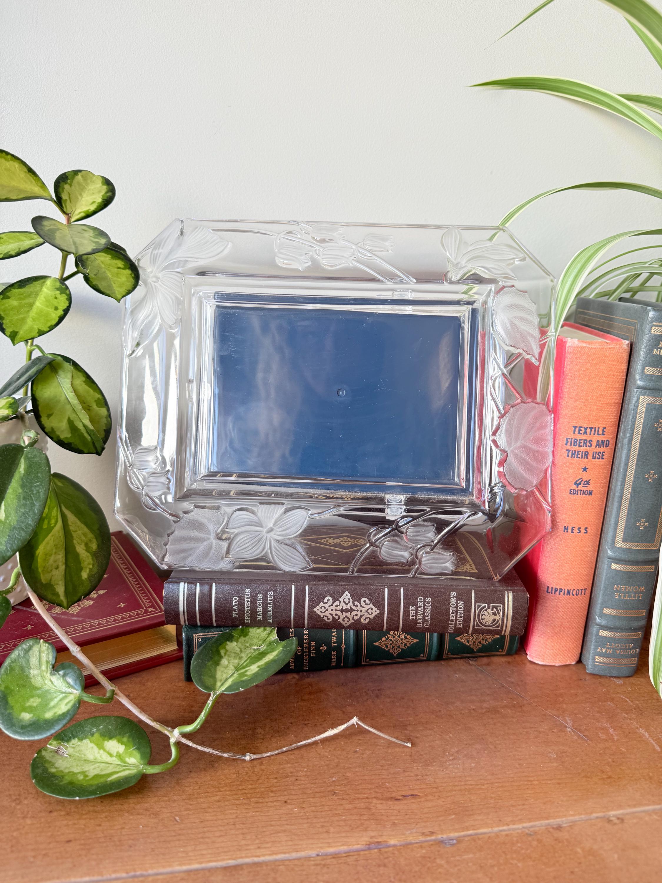Vintage Mikasa Slovenia Crystal Picture Frame | 1990s Floral Glass
