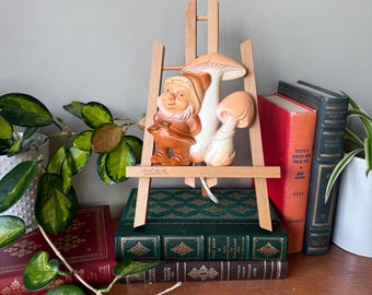 Targa da parete vintage Miller Studios Garden Gnome Chalkware del 1979