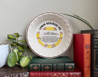 Vintage Lemon Meringue Pie Recipe Dish Korea Ceramic Bakeware 11" Kitchen Decor