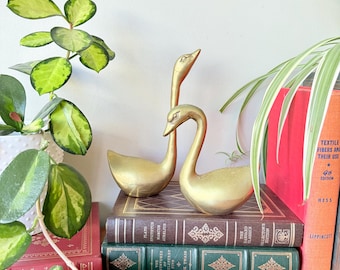 ヴィンテージ真鍮製白鳥の置物：ミッドセンチュリーモダンゴールド