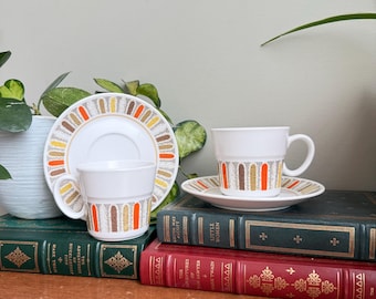 Vintage Noritake Progression Mardi Gras Cups And Saucers Set 1969