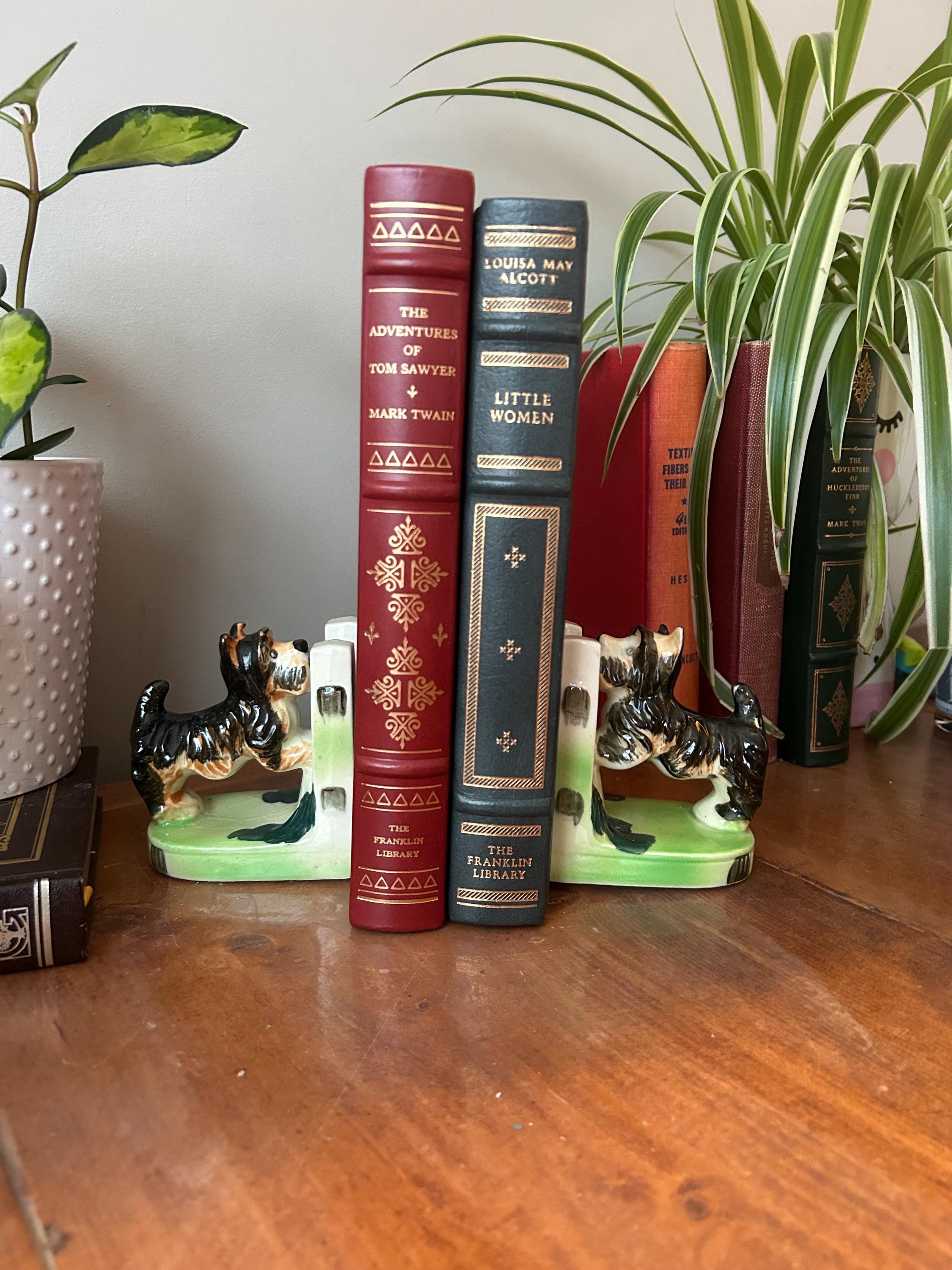 1960s Vintage Scottie Dog Porcelain Bookends,hand Painted Scottish