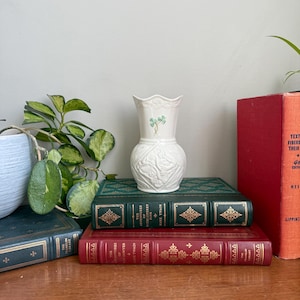 Vintage Belleek Durrow Irish Parian Vase with Celtic Shamrocks