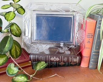 Vintage Mikasa Slovenia Crystal Picture Frame | 1990s Floral Glass