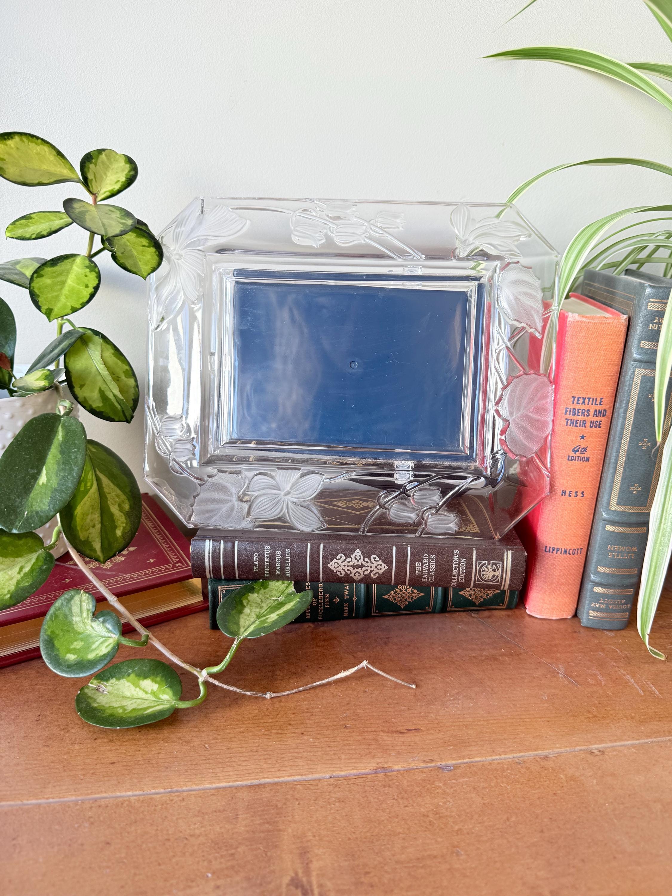 Vintage Mikasa Slovenia Crystal Picture Frame | 1990s Floral Glass