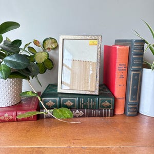 1980s Vintage Brass Colored Metal 4" x 6" Picture / Photo Frame with Ornate Etched Details