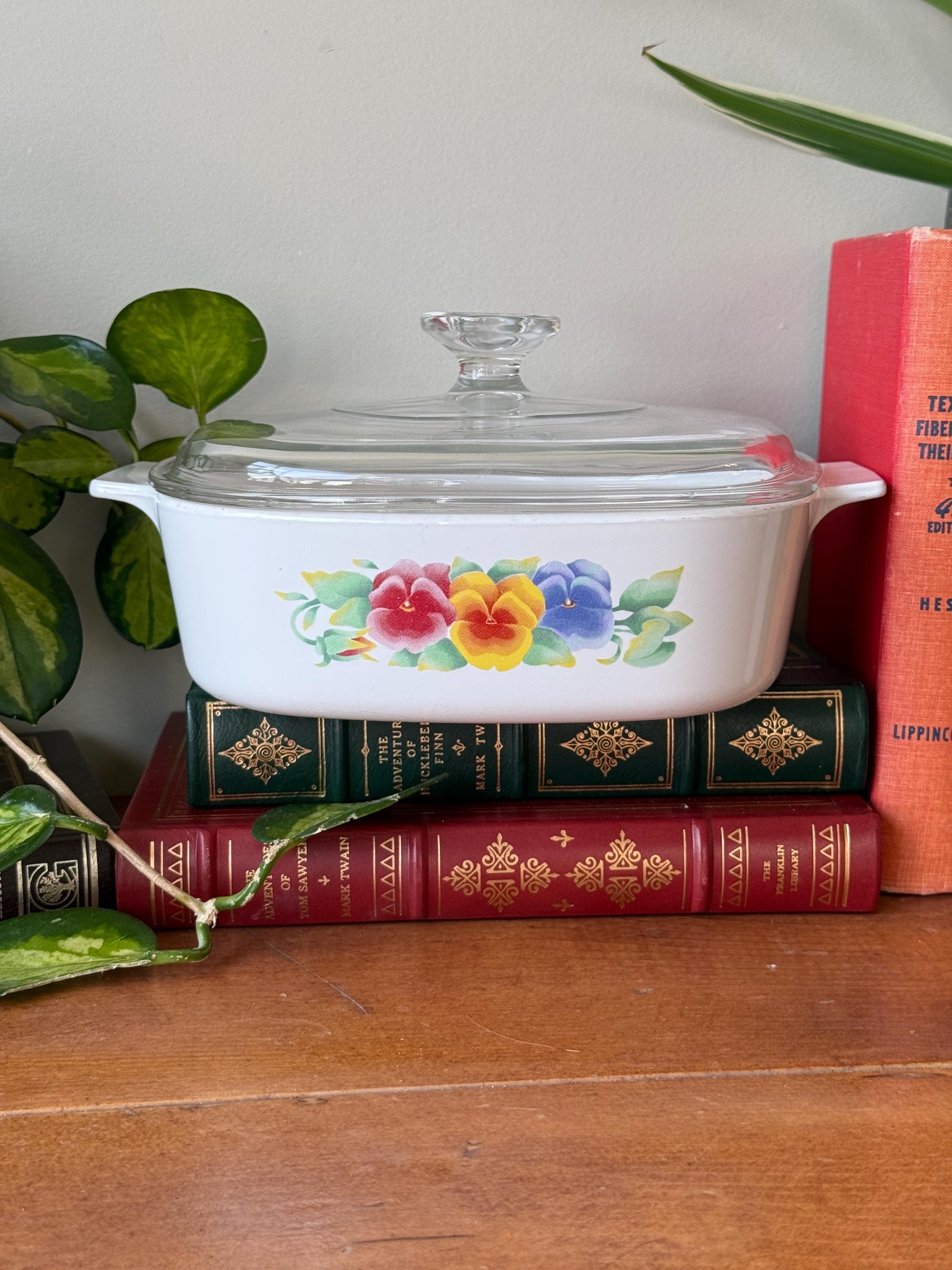 Vintage Corning Ware Casserole Dish, Summer Blush Pattern, 8 Cup