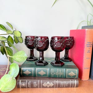 Vintage Avon Cape Cod Ruby Red Wine Goblets - Set of 4