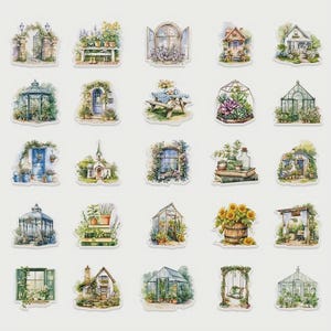 Pack 50 pièces Garden Cottage , Décorations décoratives pour  scrapbooking. collage.