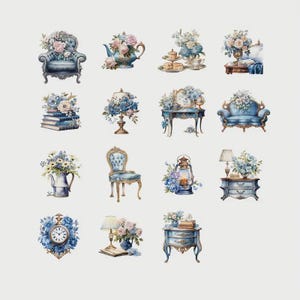 Thème de Palais et Fleur Vintage Mixte, Étiquettes DIY  pour Scrapbooking, Artisanat Albums, 30 visuels 5cm environ.