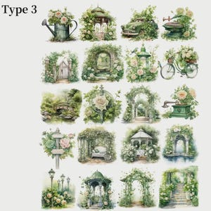 Set di 20 immagini vintage x 5 cm sul tema delle piante, ideali per scrapbooking, diario, quaderno e decorazione.