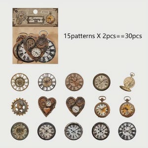 Paquet de 30 Visuels Clé d'Horloge Vintage pour Décoration DIY, Matériau de Base pour Collage, Papier pour Scrapbooking.