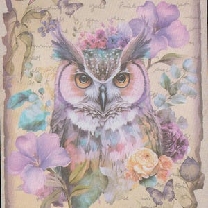 Papier Décoratif à Thème oiseaux de la nuit Vintage, Hibou Chouette Loisirs Créatifs Scrapbooking, 30 Visuels 10 x 15cm.