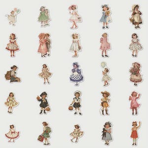 50er-Pack Vintage-Laptop-Bilder – Designs mit kleinen Mädchen für Scrapbooking, Collage.