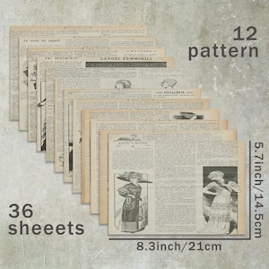 36 Feuilles de Papier à Scrapbooking A5 Vintage Journal Vieilli Style Victoria, Carte de Vœux, Fond d'Album Photo et Loisirs Créatifs.
