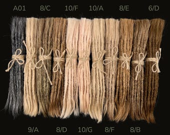 Mixed Color Human Hair Dreadlock Extensions: Crochet Dreads, 10 Pcs