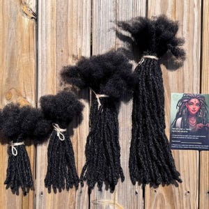 10 curls Textured interlocd human hair Dreadlock extensions, blunt tips, length: 4 &#39;&#39;- 50 &#39;&#39;, diameter 4-10 mm, color 1/B-Natural black