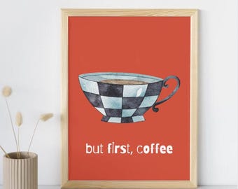 Printable Kitchen Wall Art - Digital Download - Modern Coffee Poster Print - Coffee Print - Coffee Bar Decor - Coffee Lover - Kitchen Art