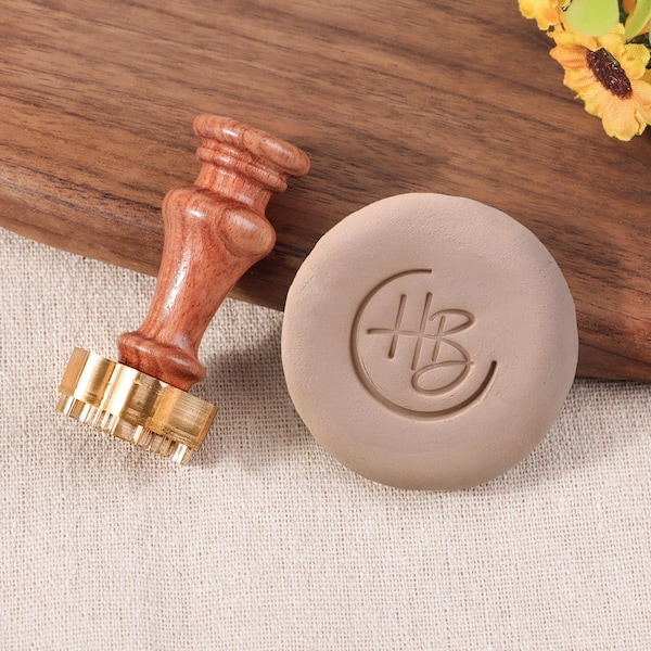 Sello de cerámica personalizado, sello de iniciales para cerámica, sello de arcilla personalizado, herramientas de cerámica de latón, sello de firma manuscrita.
